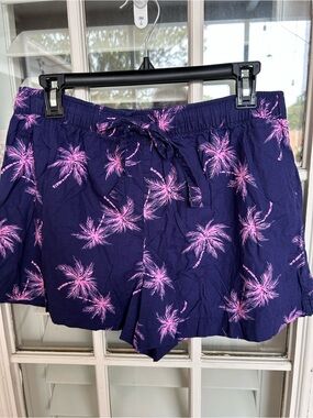 GAP Navy Blue Sleep Shorts with Pink Palm Print